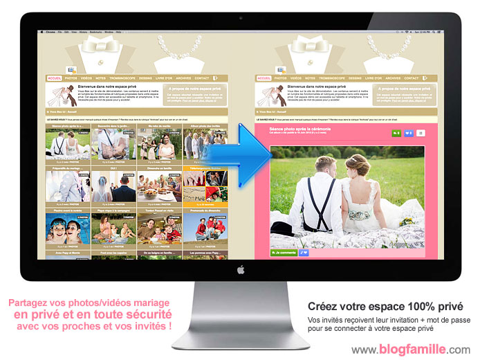 Idéal pour créer votre blog mariage privé et partager avec vos proches en toute sécurité