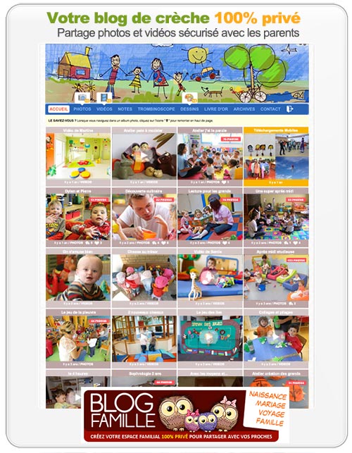 Les parents peuvent naviguer dans les différentes section du blog de crèche et découvrir ce que font leurs enfants pendant la journée